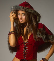Little Red Velvet Hooded Cape