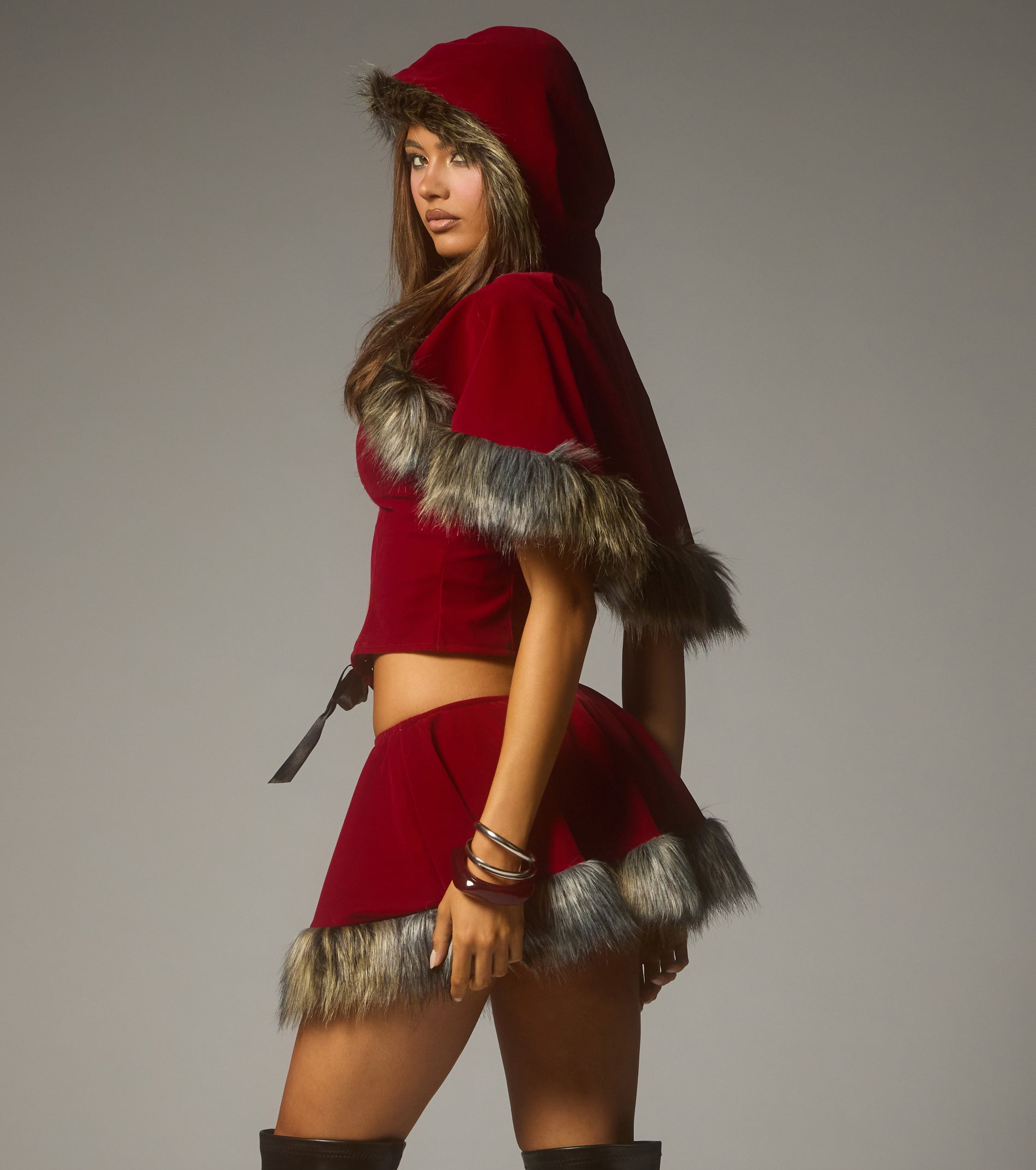 Little Red Velvet Hooded Cape