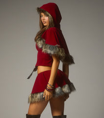 Little Red Velvet Hooded Cape