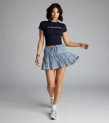 Prep It Up Ruffled Plaid Mid-Rise Skort