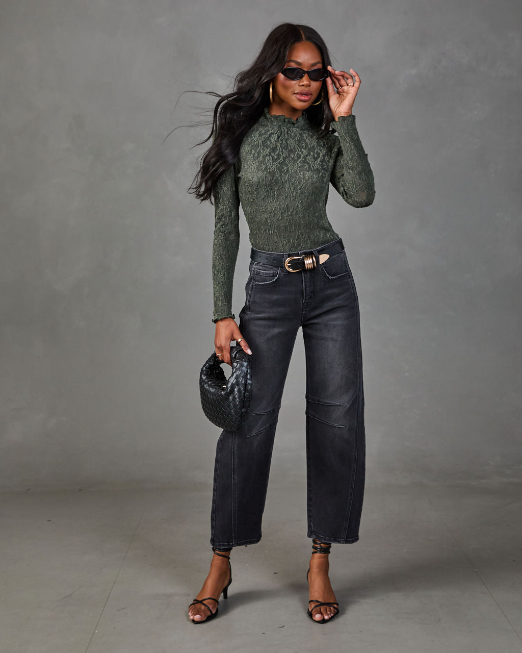 Charming Muse Lace Mock Neck Top