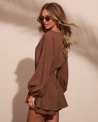 Soft Thistle Pleated Waist Romper