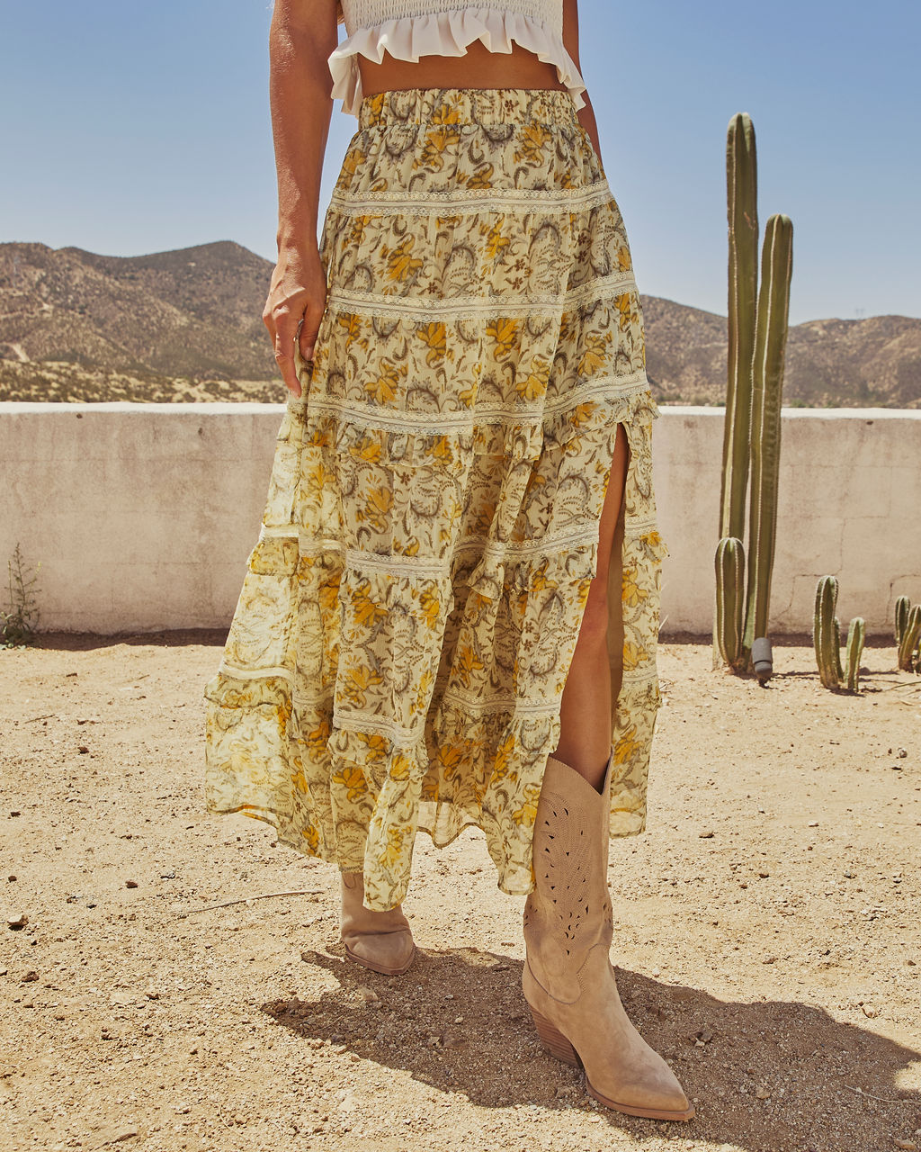 Worth Knowing Tiered Floral Maxi Skirt