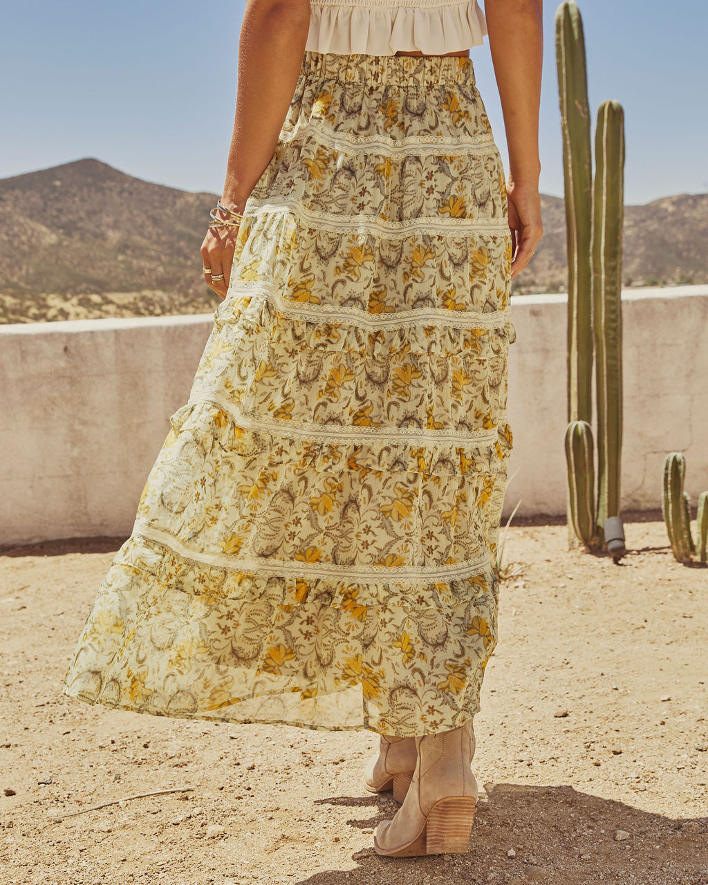 Worth Knowing Tiered Floral Maxi Skirt
