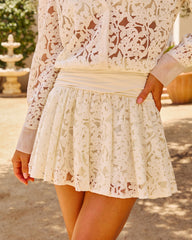 Bright Brunch Pleated Lace Mini Skirt