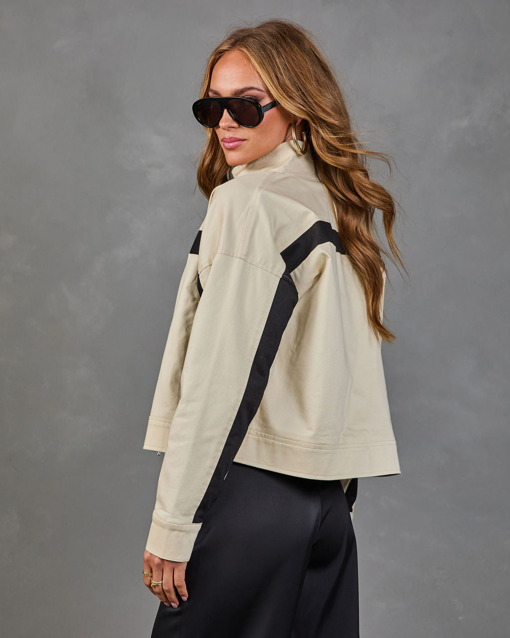 Neva Muse Contrast Trim Canvas Moto Jacket