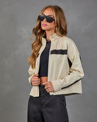 Neva Muse Contrast Trim Canvas Moto Jacket
