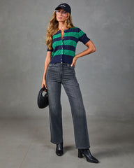 Campus Club Striped Cable Knit Top