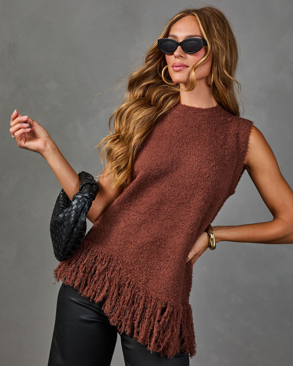 Maple Mingle Knit Fringe Hem Top