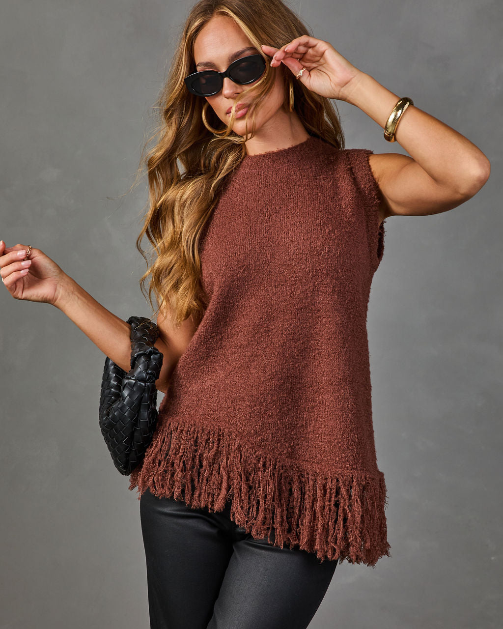 Maple Mingle Knit Fringe Hem Top