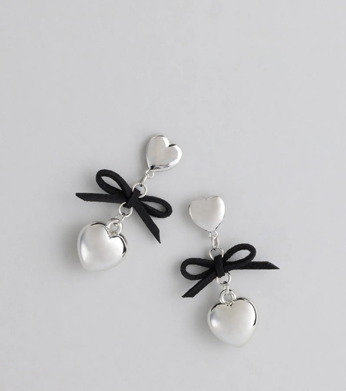 Sweet Talker Heart And Bow Drop Earrings