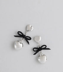 Sweet Talker Heart And Bow Drop Earrings