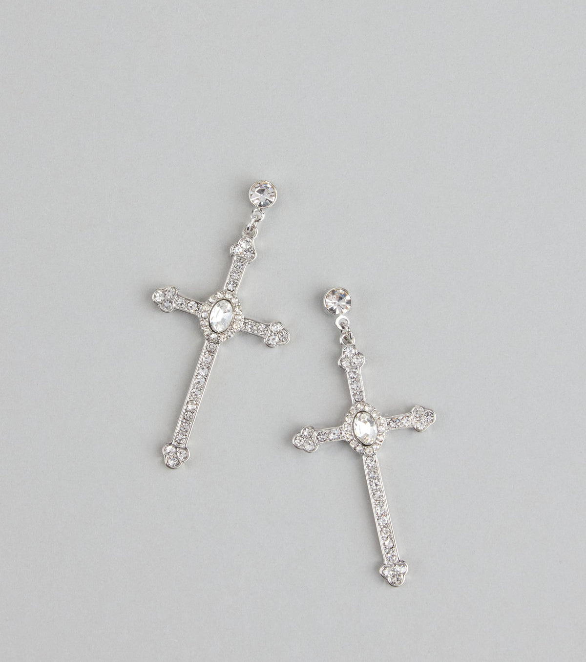 Chic Factor Rhinestone Cross Earrings