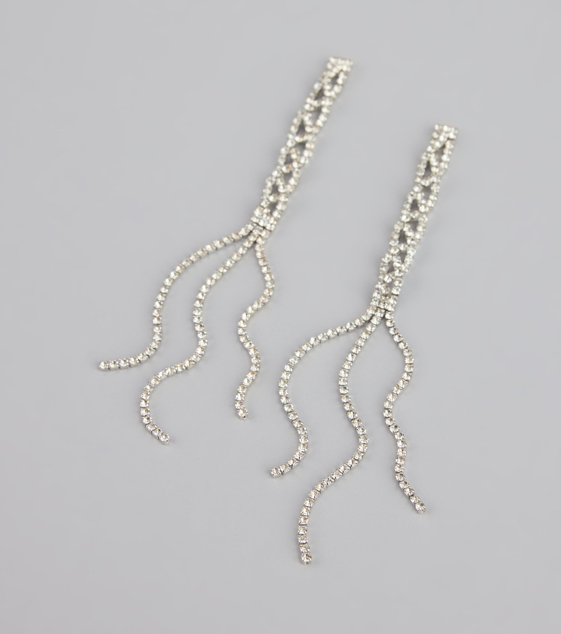 Twisted Shine Rhinestone Fringe Earrings