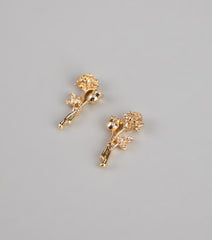 Gilded Garden Rose Stud Earrings