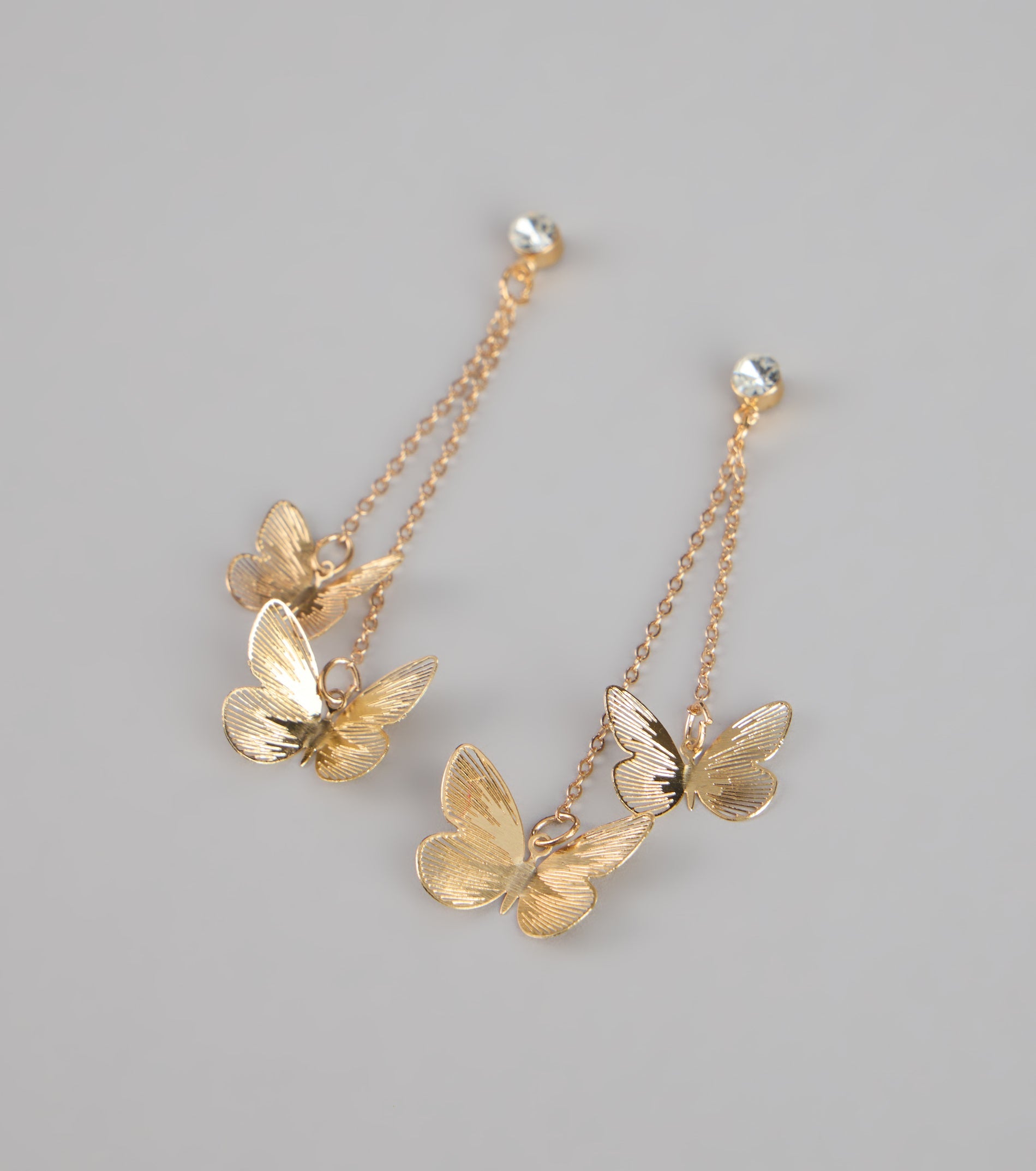 Soft Shine Butterfly Linear Earrings