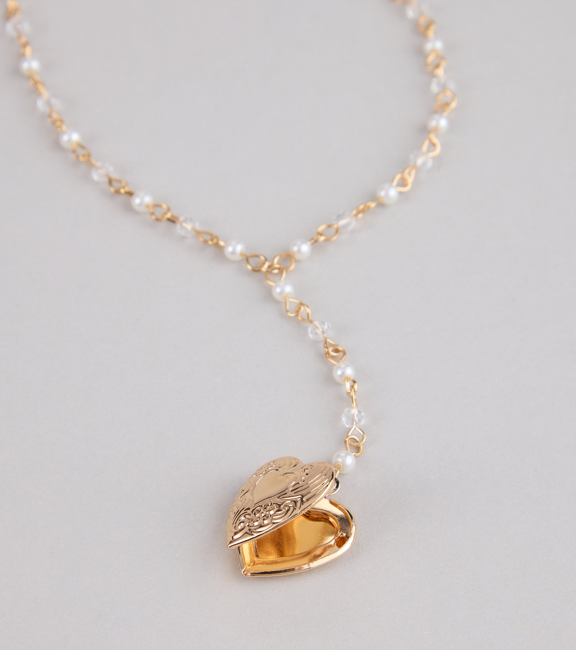 Heart To Heart Pearl Chain Locket Necklace