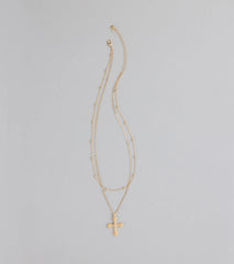 Divinely Draped Dainty Layered Cross Necklace