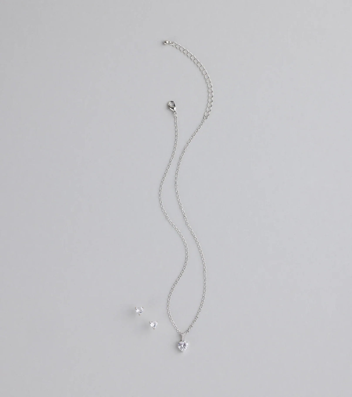 Sweet Talk Sparkle Heart Necklace And Stud Set