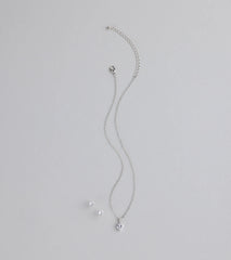 Sweet Talk Sparkle Heart Necklace And Stud Set