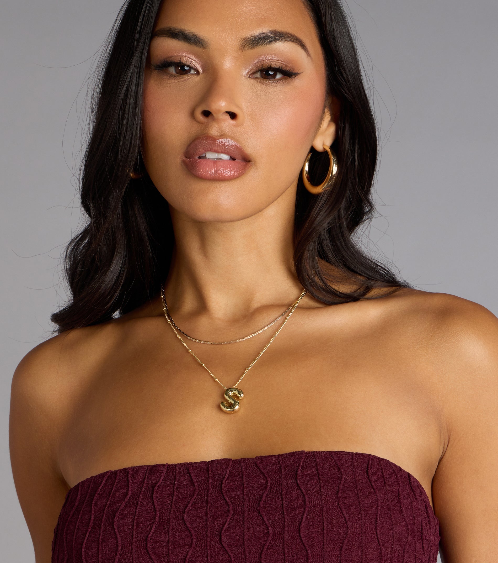 Say It Bold Bubble Letter Charm Necklace
