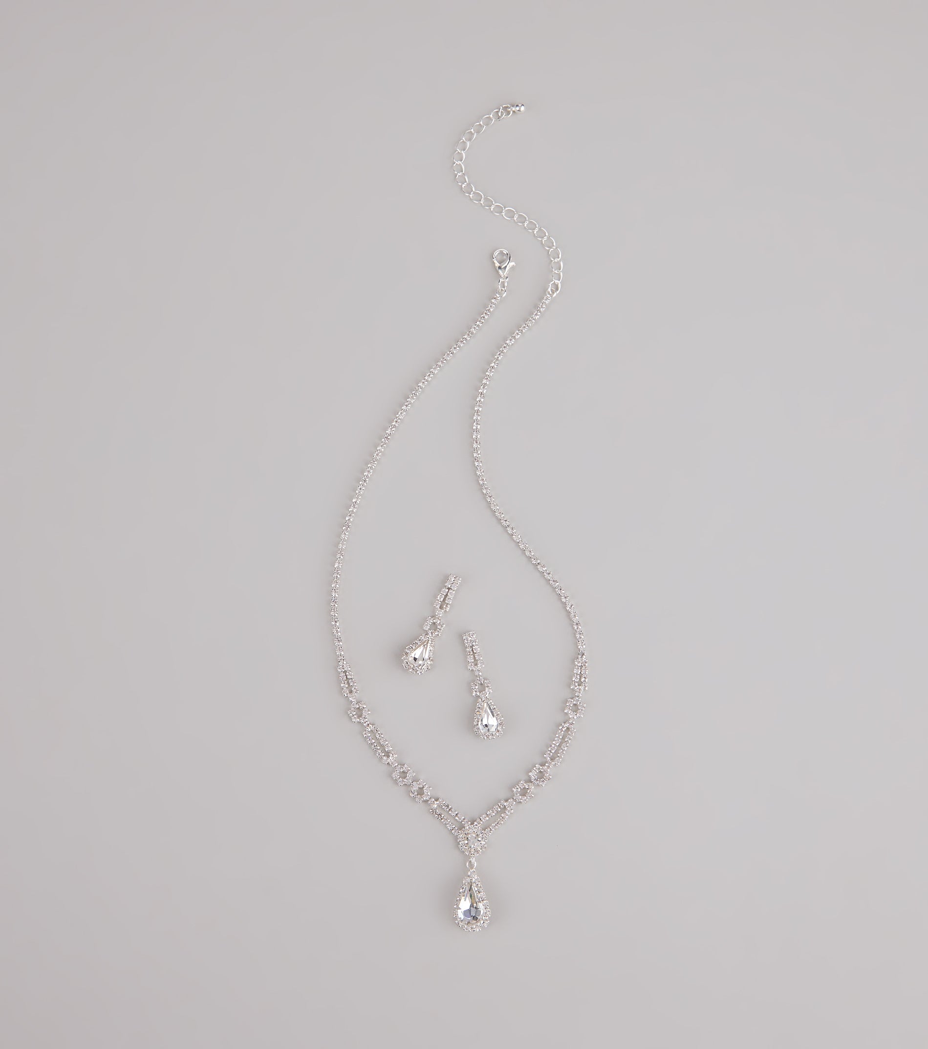 Crown Jewel Teardrop Necklace And Earrings Set