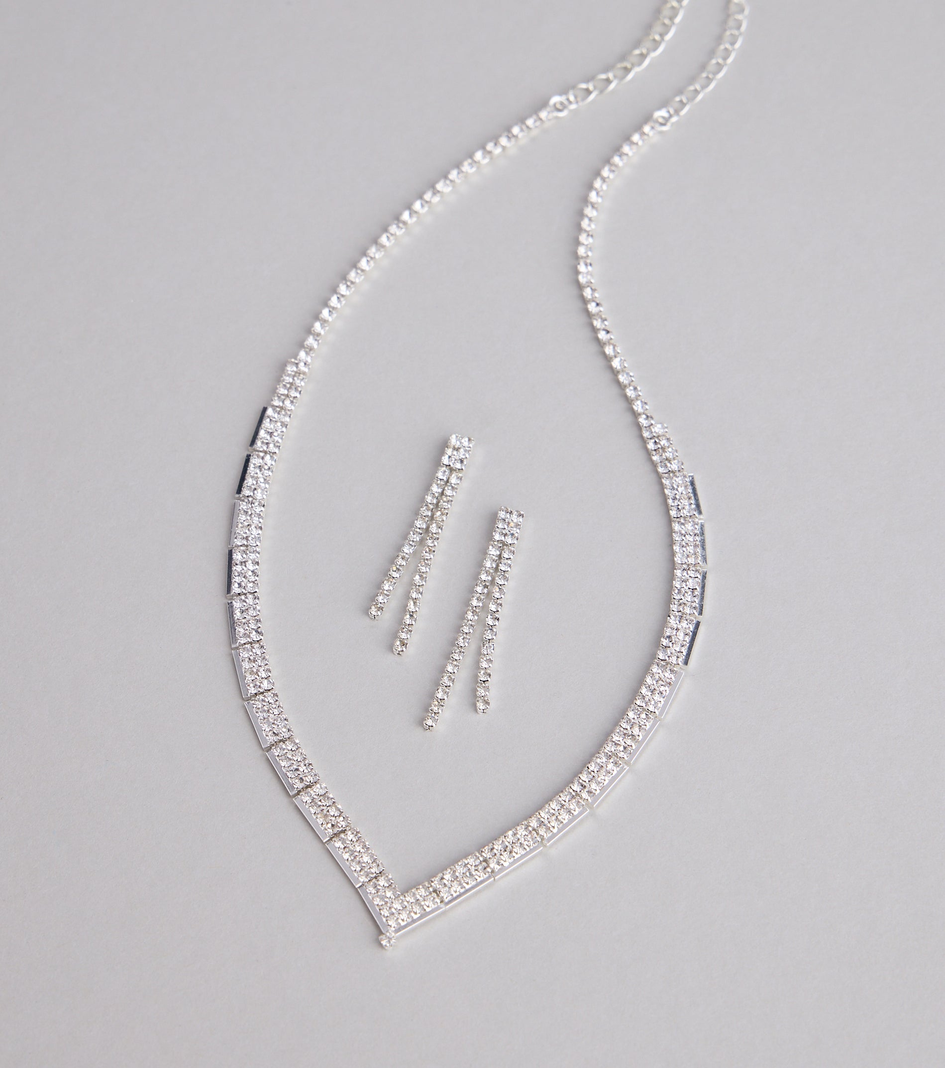Shine Bright Rhinestone Necklace and Earrings Set