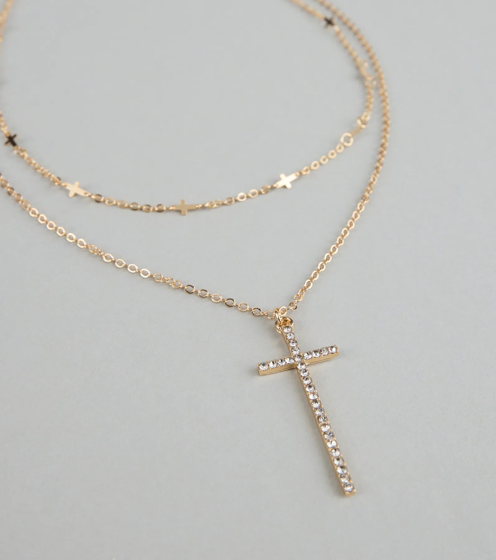 Glam Energy Layered Cross Chain Necklace