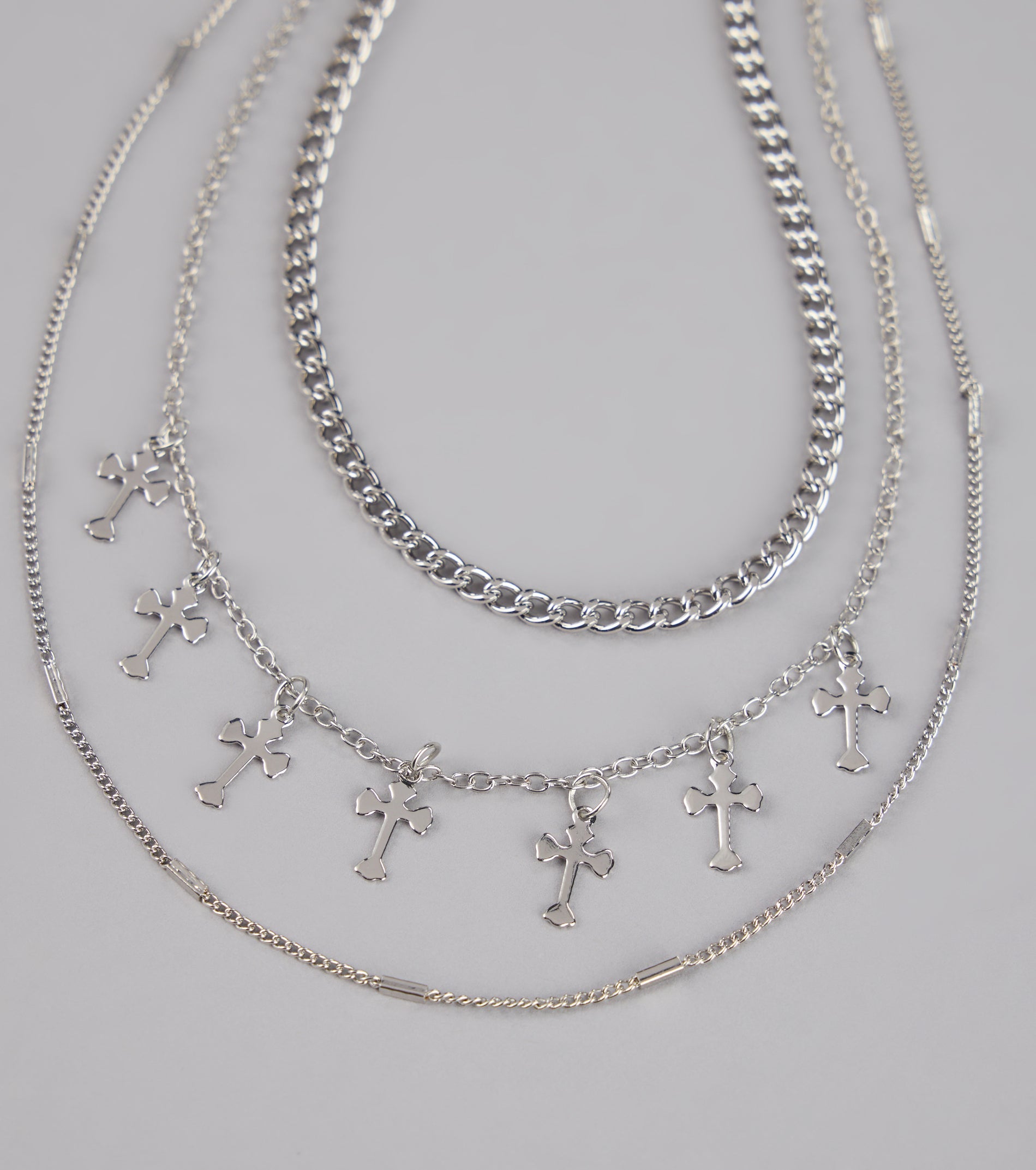 Set The Vibe Cross Charm Layered Necklace