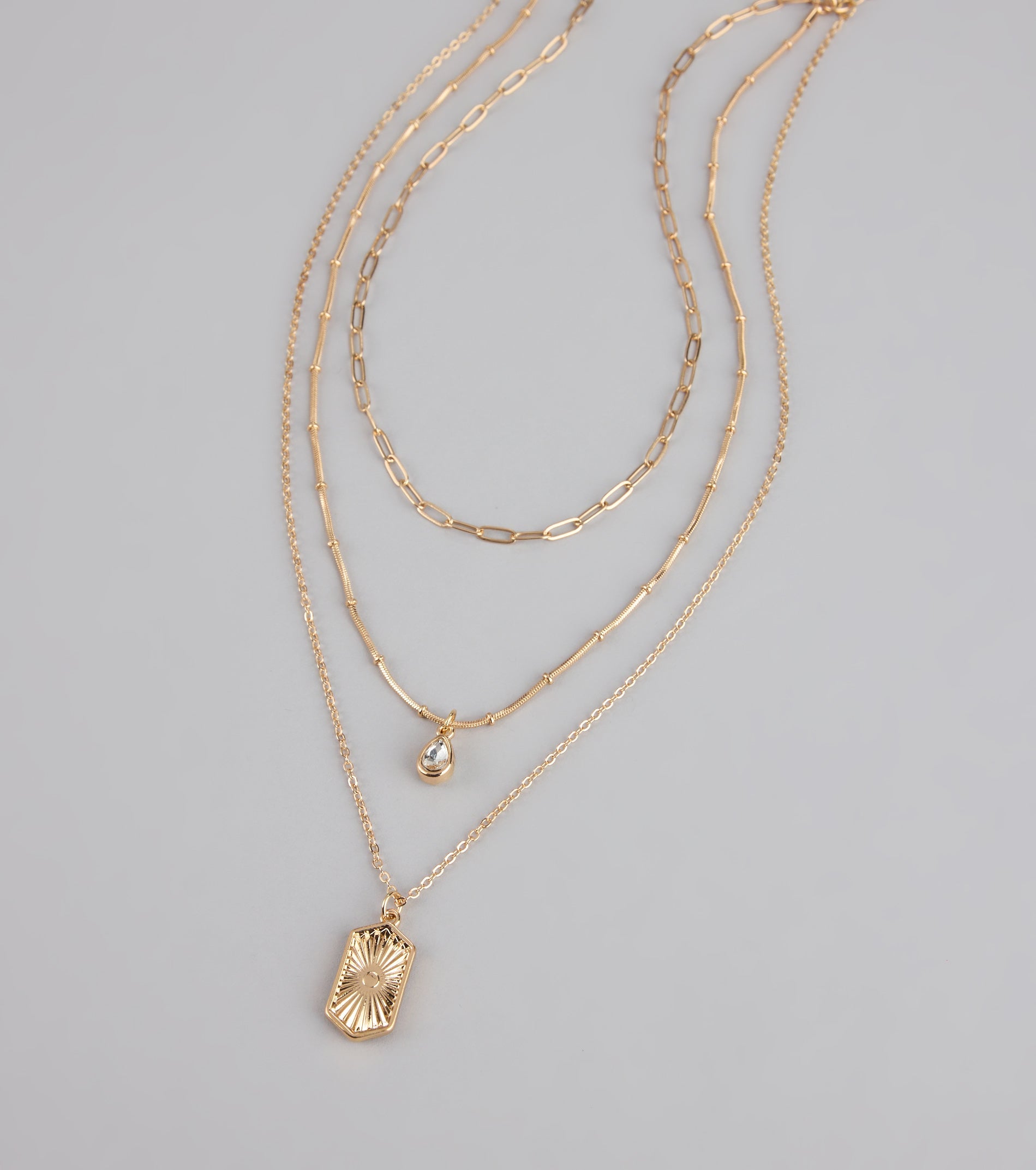 Stacked Up Layered Chain Charm Necklace