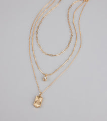 Stacked Up Layered Chain Charm Necklace