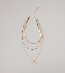 Layered Up Pearl Charm Chain Necklace