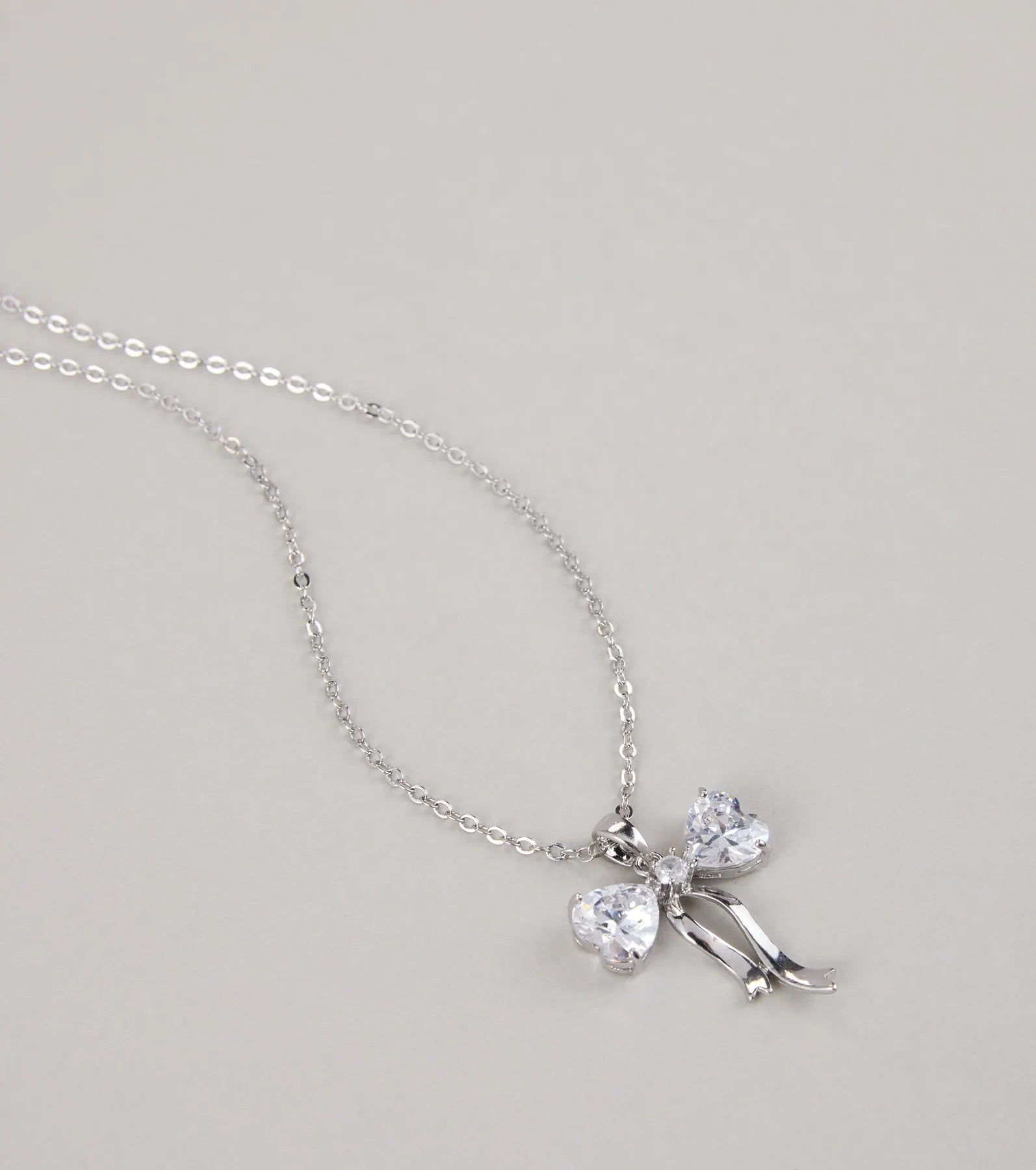 Pretty And Polished Cubic Zirconia Bow Necklace