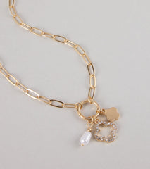 Good Luck Clover And Pearl Charm Necklace