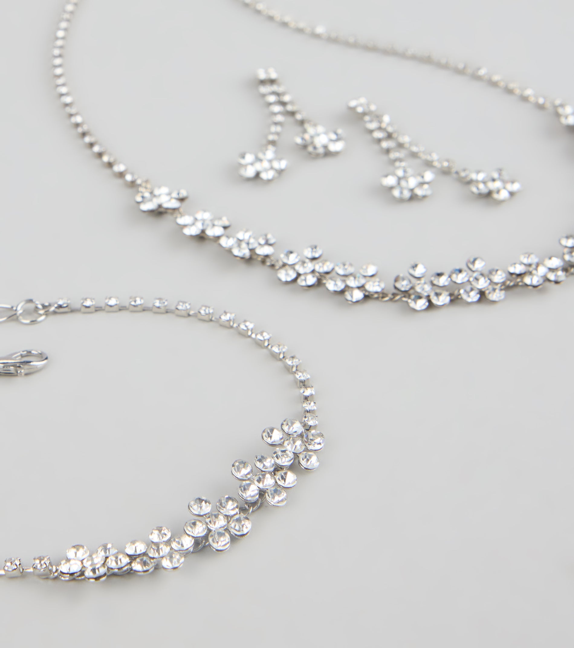 Shine Bloom Rhinestone Floral Jewelry Set