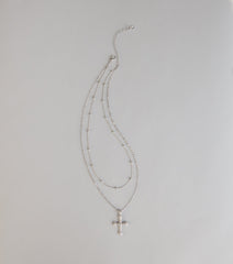 Divinely Draped Dainty Layered Cross Necklace