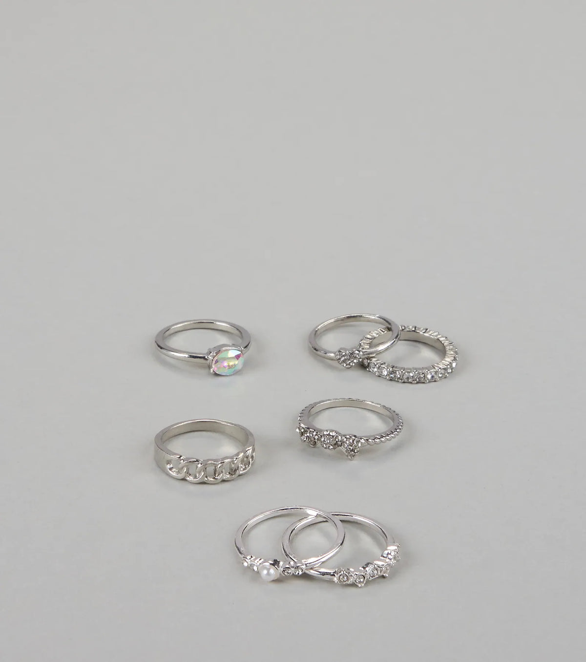 Shine On Repeat Rhinestone Ring Pack