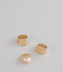 Golden Glow Statement Ring Set