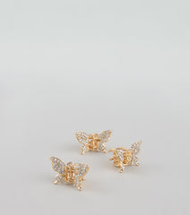 Rhinestone Flutter Butterfly Hair Clips