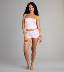 Sip Happens Martini Print Tube Pajama Shorts