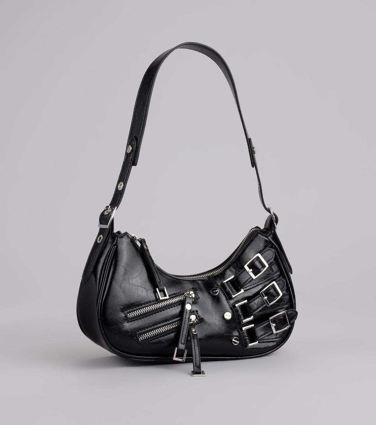 Handle With Attitude Buckle Shoulder Bag