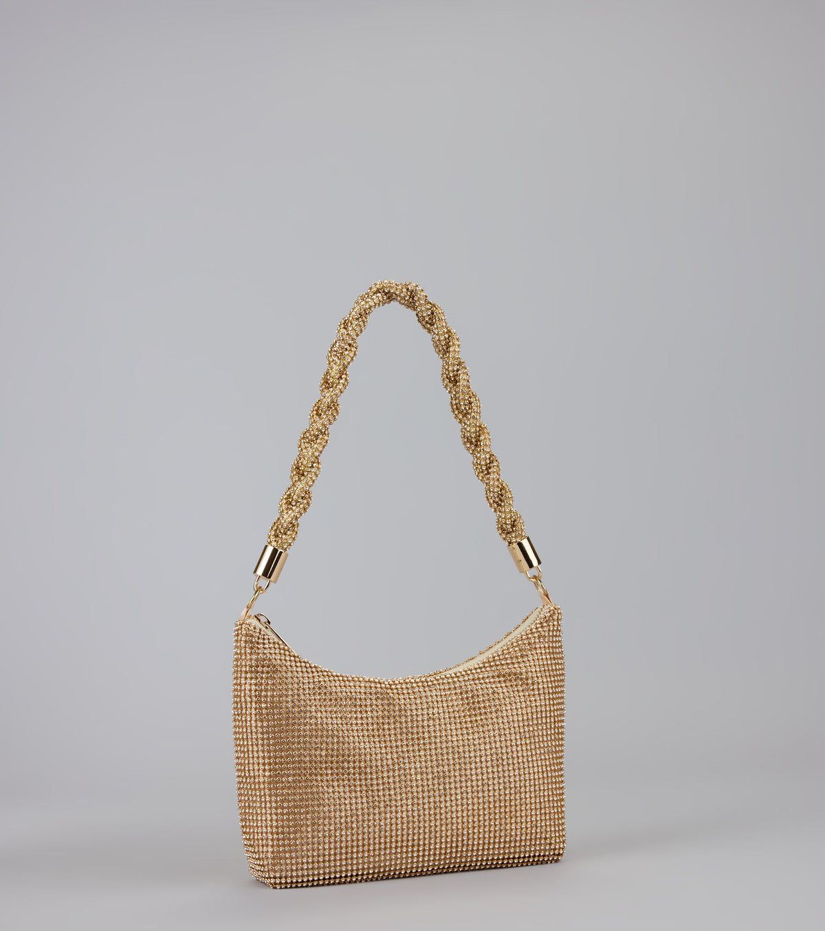 Luxe Shine Rhinestone Braided Shoulder Bag
