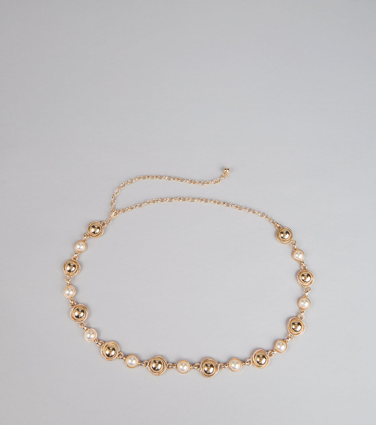 Opulent Touch Faux Pearl Chain Belt