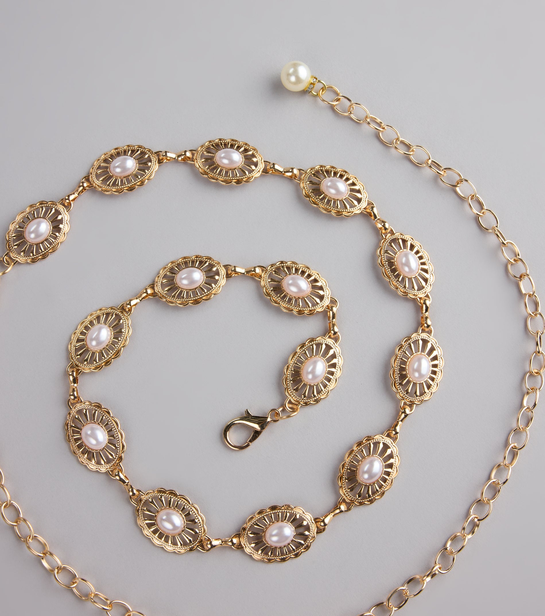 Vintage Charm Pearl Chain Belt