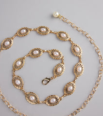 Vintage Charm Pearl Chain Belt