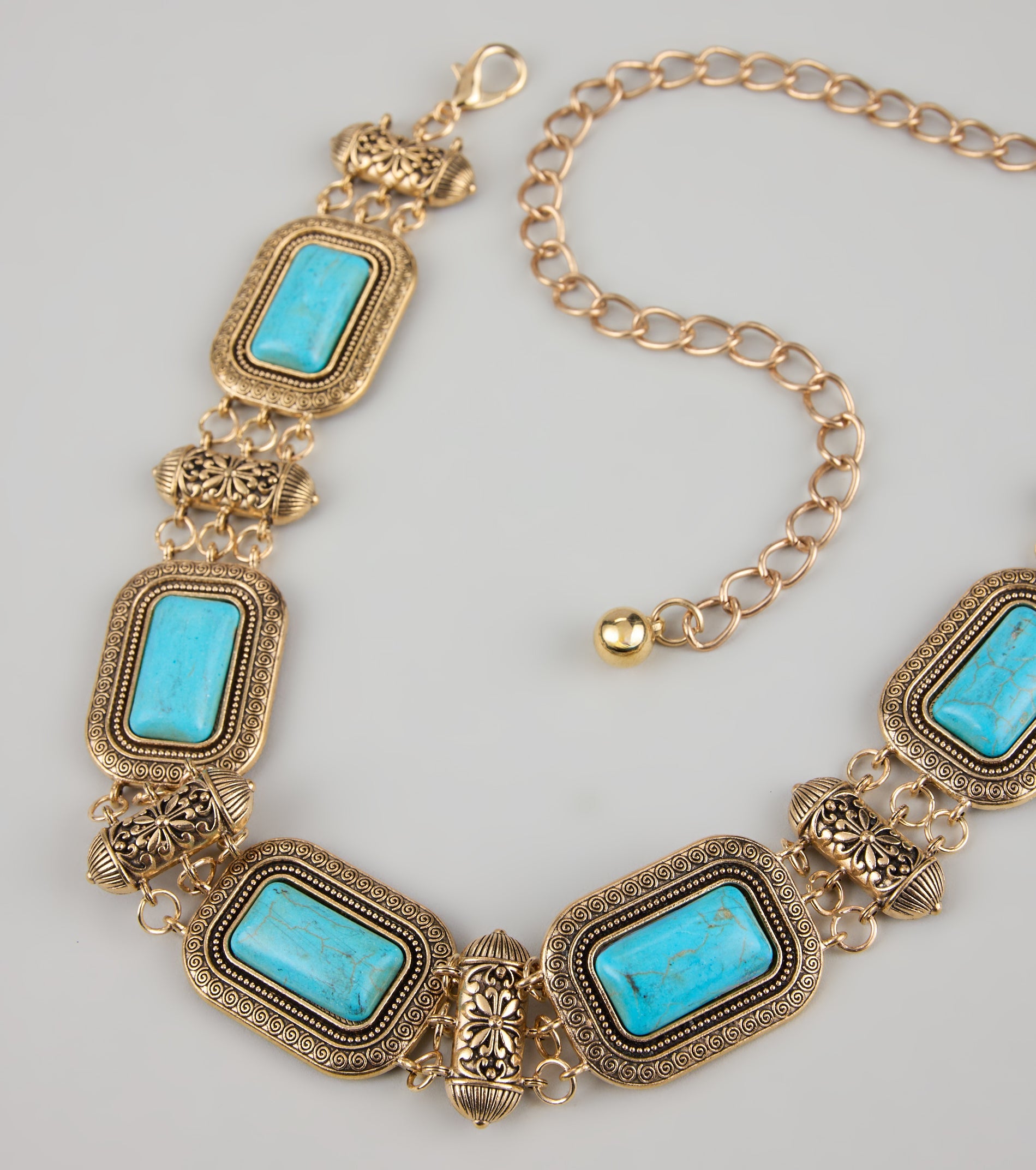 Boho Glow Turquoise Stone Chain Belt