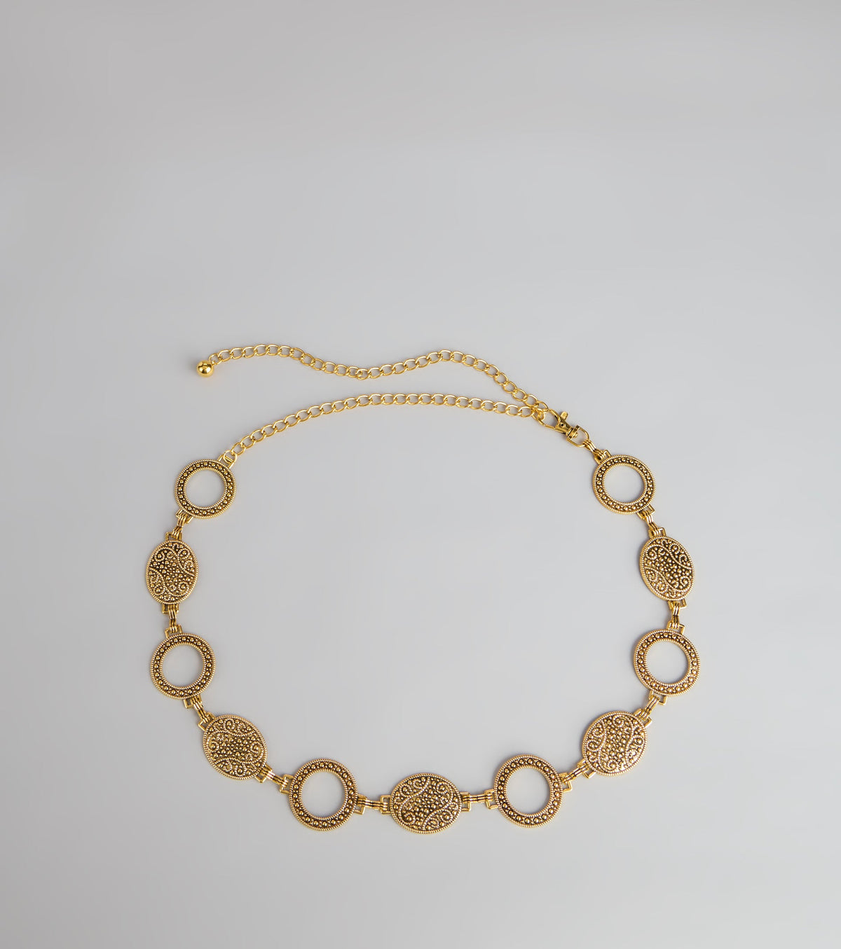 Gilded Era Textured Concho Chain Belt