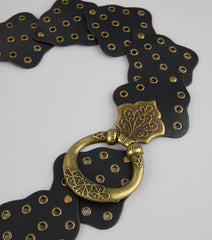 Golden Edge Grommet Medallion Belt
