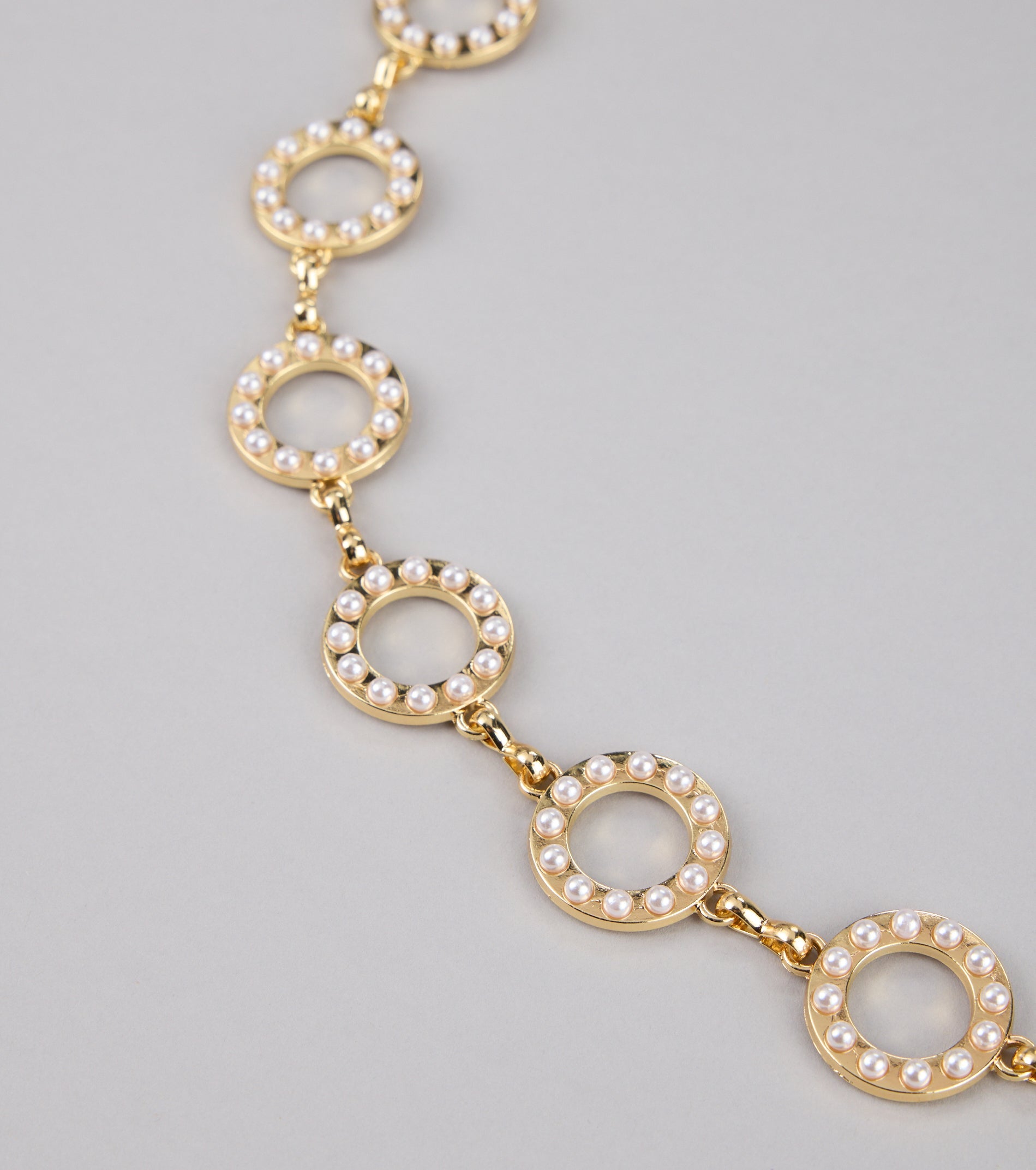 Linked Up Faux Pearl Chain Belt