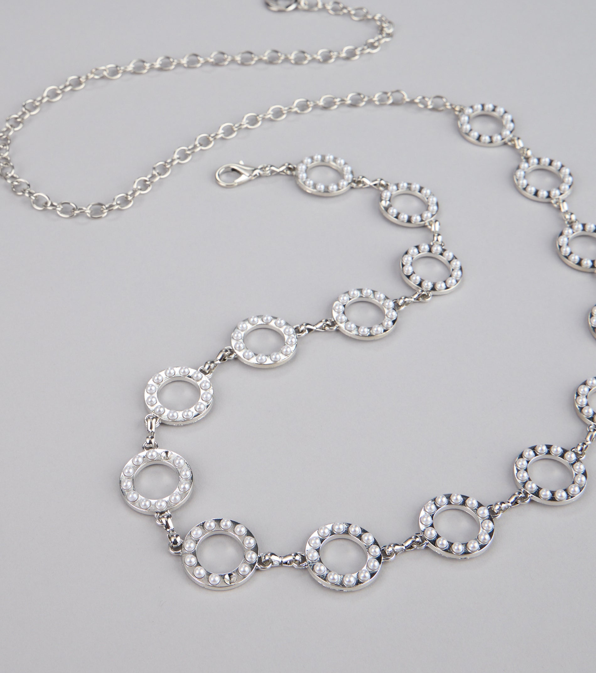 Linked Up Faux Pearl Chain Belt